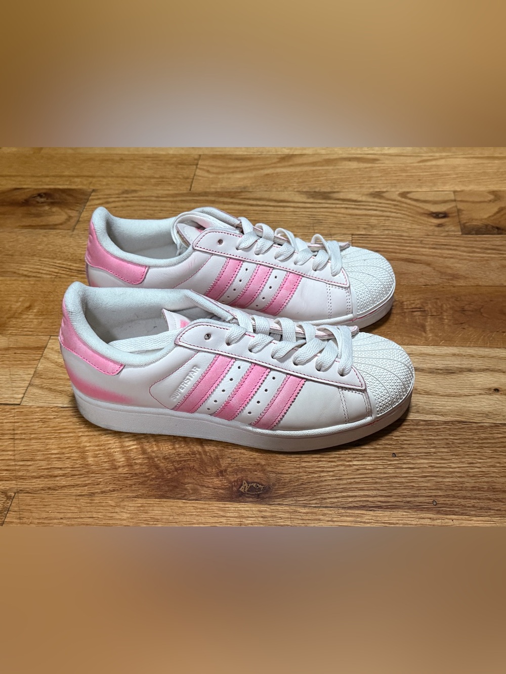 Adidas Superstar II Pink on White Sneakers *RUNS BIG PLEASE READ DESCRIPTION*
